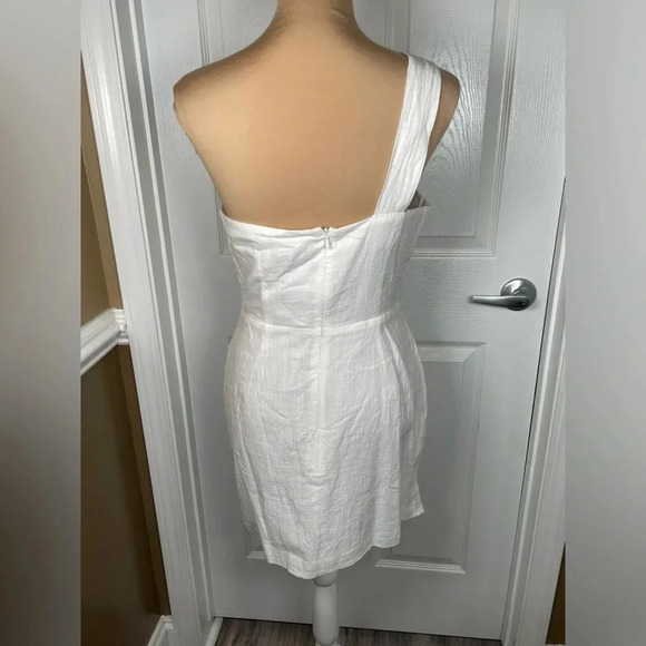 SOLD RUNAWAY Tighan One Shoulder White Mini Dress-Large - Picture 8 of 10
